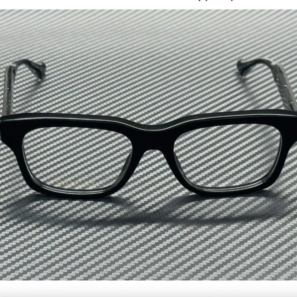 GUCCI Black Silver Men's 54 mm Eyeglasses